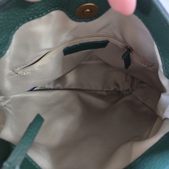 American Leather Co Green Pebbled Leather Crossbody Shoulder Bag Whipstitch... - Picture 12 of 16